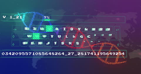 Digital DNA Data Animation with Global Network Concept