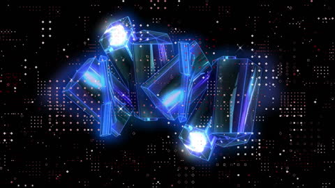 Futuristic Digital Season Greetings with Neon Lights and Snowflakes