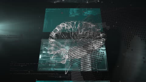Digital Brain with Cybersecurity Interface Visuals