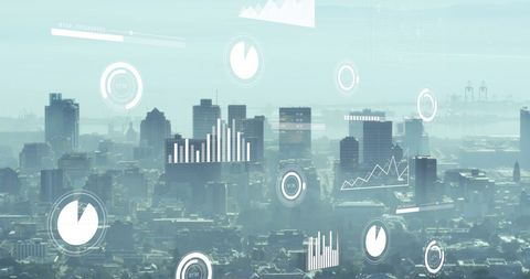Financial Data Visualization Over Cityscape for Global Business - Download Free Stock Images Pikwizard.com