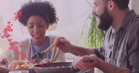 Romantic Couple Enjoying Breakfast Together