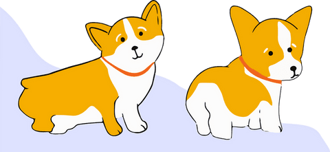 Playful Flat Design Corgis with Transparent Background Vibrant Colors