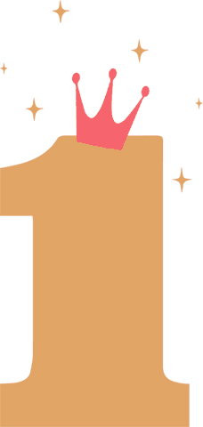 Transparent golden one with pink crown and stars for milestone