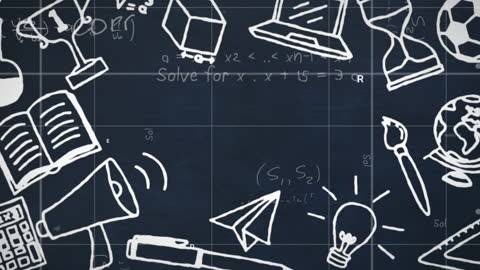 Educational Icons with Math Equations on Blackboard Animation