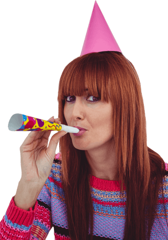 transparent party celebration with enthusiastic redhead woman and party hat - Download Free Stock Videos Pikwizard.com