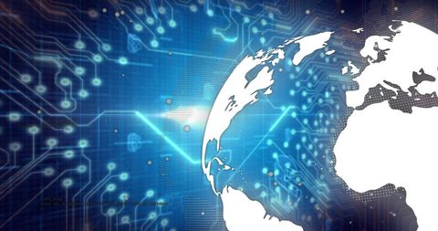 Digital Network with Bitcoin Icon and Global Data Processing - Download Free Stock Images Pikwizard.com