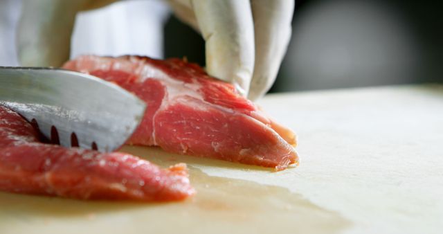 Chef Slicing Fresh Tuna on Cutting Board - Download Free Stock Images Pikwizard.com