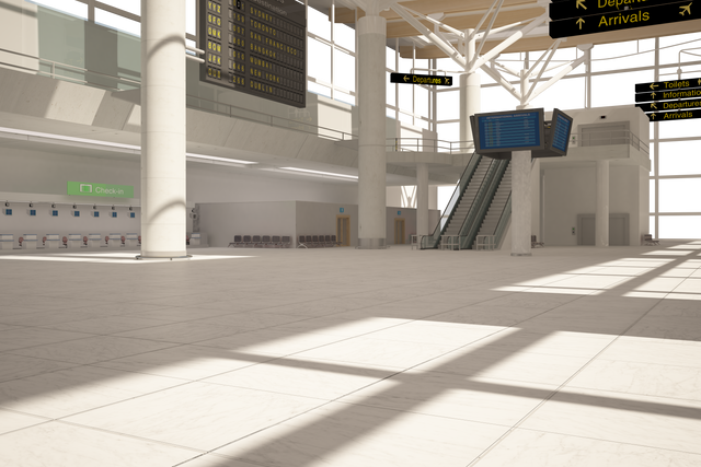 Transparent Digital Illustration of Sunny Airport Interior with Signage and Architecture - Download Free Stock Videos Pikwizard.com