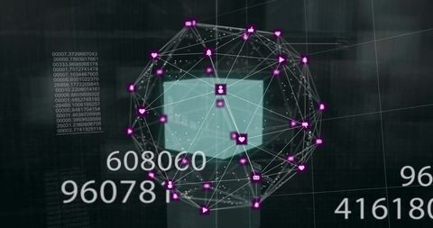 Digital Network Interface with Data Processing and Connectivity Icons - Download Free Stock Images Pikwizard.com