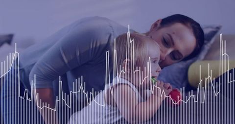 Mother Nurturing Infant Daughter with Toys and Comfort