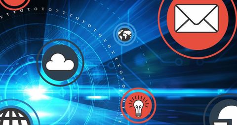 Global Network Icons with Futuristic Blue Background - Download Free Stock Images Pikwizard.com