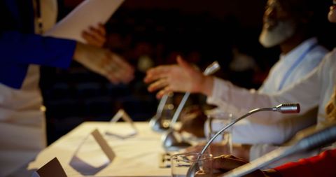 Business Professionals Shaking Hands at Seminar Conference Table - Download Free Stock Images Pikwizard.com