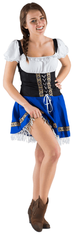 Happy Woman In Traditional German Costume On Transparent Background