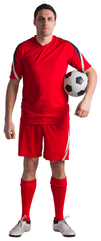 Transparent Football Player Holding Ball Confidently