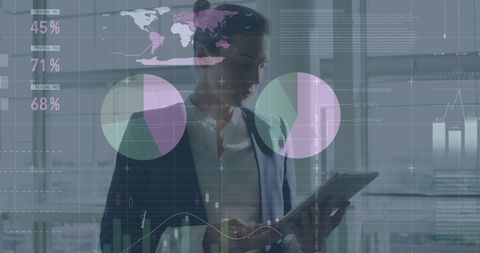 businesswoman analyzing digital data interface on tablet - Download Free Stock Images Pikwizard.com