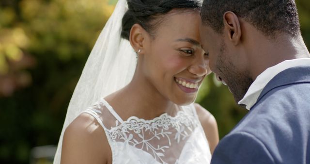 Happy Newlyweds Smiling and Embracing on Wedding Day - Download Free Stock Images Pikwizard.com