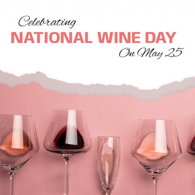 Celebrating National Wine Day with Elegant Wine Glasses - Download Free Stock Templates Pikwizard.com