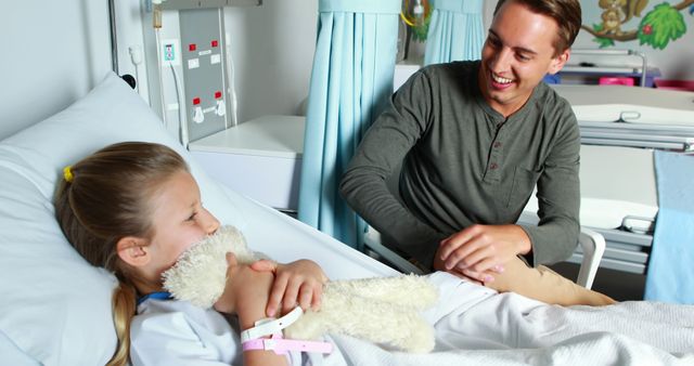 Father Visiting Daughter in Hospital, Bringing Comfort and Happiness - Download Free Stock Images Pikwizard.com