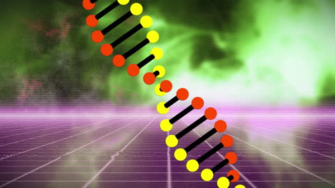 DNA Strand Floating Over Digital Data Interface