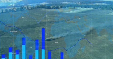 financial data visualization over agricultural landscape - Download Free Stock Images Pikwizard.com
