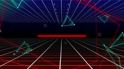 Colorful Geometric Animation in Futuristic Digital Space
