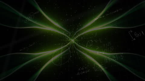 Abstract Light Trails with Mathematical Equations Background