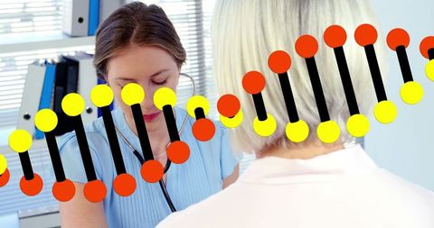 Health professional engaging with dna research on tablet