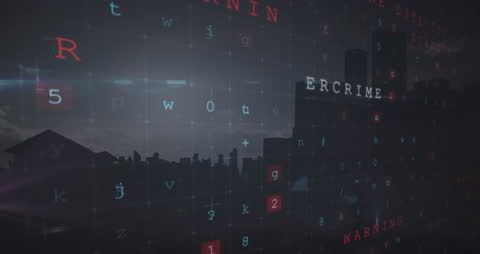 Cyber Attack Threat with Data Overlapping Urban Silhouette