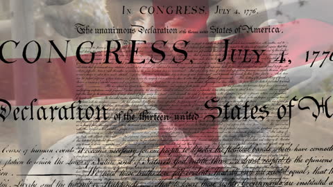 Patriotic Tribute Blending Declaration and Soldier Imagery