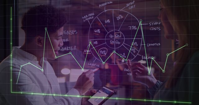 Business Team Analyzing Data with Virtual Graphs and Charts Projection - Download Free Stock Images Pikwizard.com