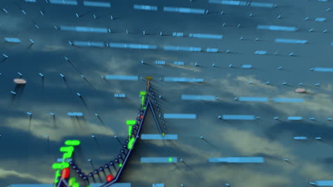 Digital Data Processing Visualized Over Cloud Background