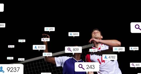 Dynamic Athletes Jumping with Overlayed Score Icons