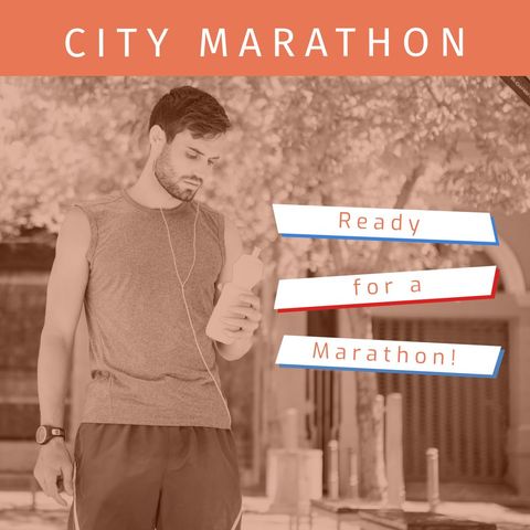 caucasian runner with water bottle preparing for city marathon - Download Free Stock Templates Pikwizard.com