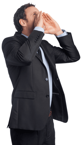 Transparent Businessman Shouting Vector in Formal Suit
