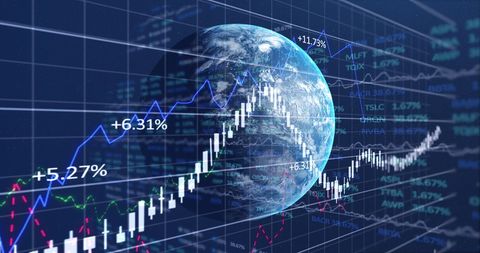 Global Business Data Overlays on Digital Globe - Download Free Stock Images Pikwizard.com