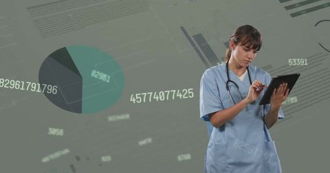 Healthcare Professional Analyzing Digital Financial Data