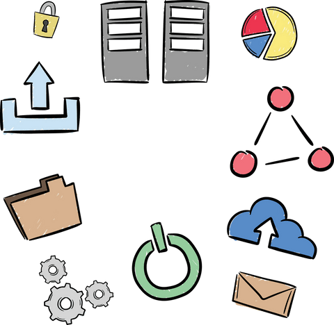 colorful hand-drawn business and technology icons on transparent background - Download Free Stock Videos Pikwizard.com