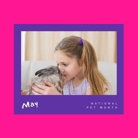 Caucasian Girl Kissing Rabbit for National Pet Month Celebration - Download Free Stock Templates Pikwizard.com