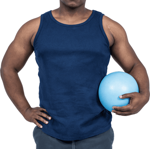 muscular man holding blue fitness ball transparent background - Download Free Stock Videos Pikwizard.com