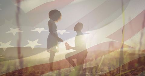 Romantic Proposal Against American Flag Backdrop - Download Free Stock Images Pikwizard.com