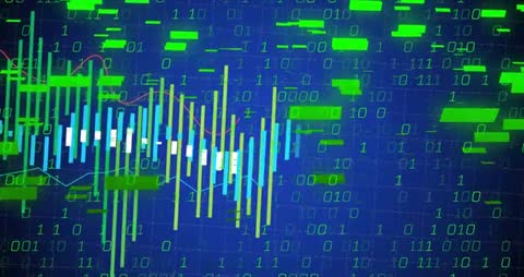 Futuristic Financial Data Analysis with Digital Graphics