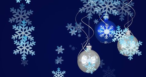 Festive Holiday Baubles with Glistening Snowflakes