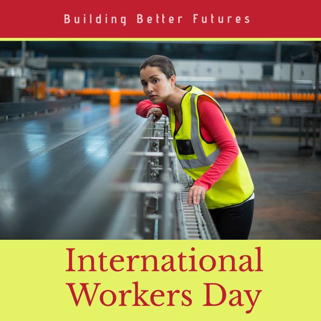 International Workers Day Concept Featuring Female Warehouse Worker in Safety Uniform - Download Free Stock Templates Pikwizard.com