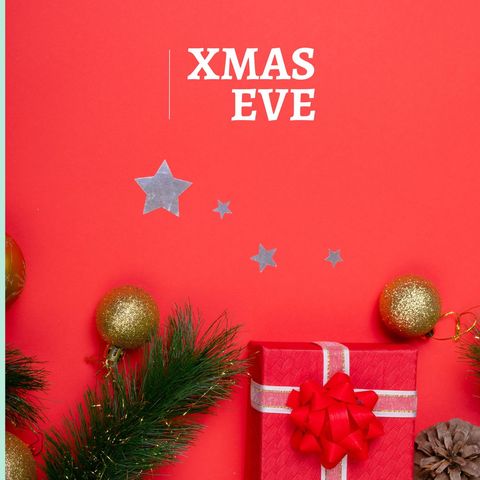 festive christmas eve gift arrangement on red background - Download Free Stock Templates Pikwizard.com