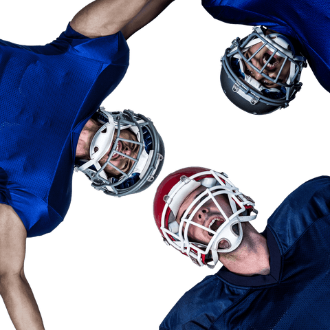 Caucasian male athletes celebrating on transparent background