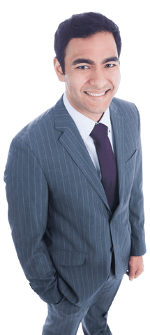 Smiling Young Businessman in Suit, Transparent Background