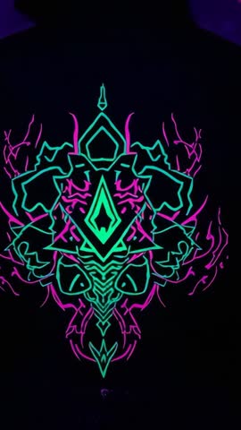 Neon Projection Pulsing on Torso Showing Cyberpunk Luminescent Patterns Vertical Video