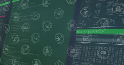 Cybersecurity Concept with Network Code and Encrypting Data Image