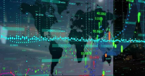 Global Financial Data Analytics with World Map and City Background - Download Free Stock Images Pikwizard.com