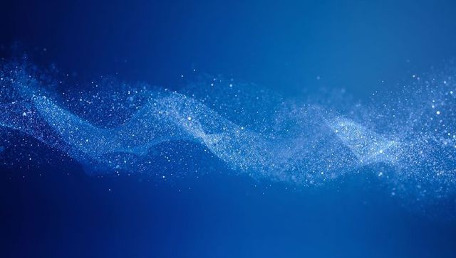 Abstract Sparkling Particle Wave in Dynamic Blue